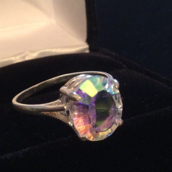 Unusual Aqua Aura Mystic Topaz Ring - Picture 2 of 13